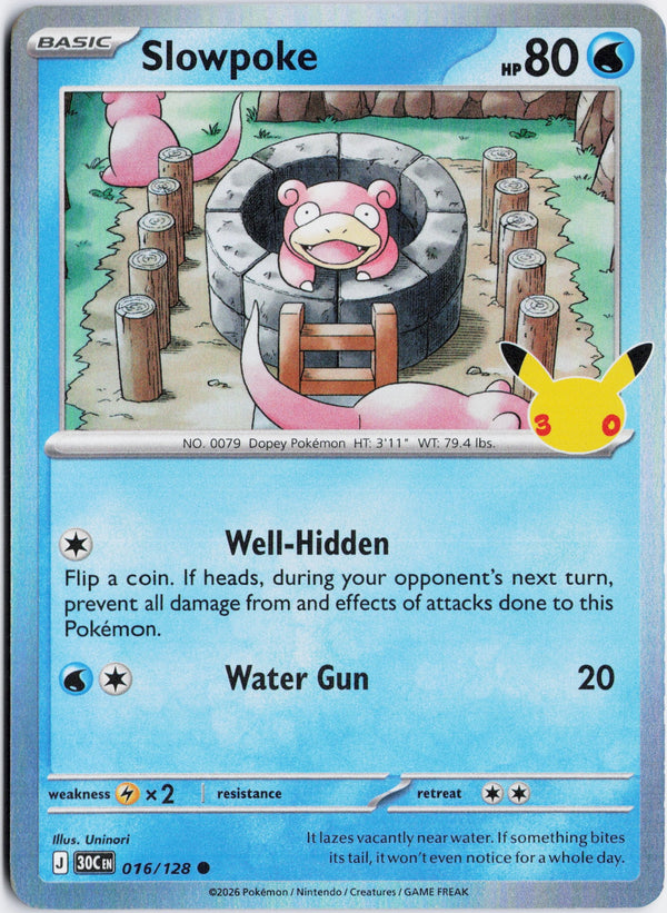 Carta Pokémon Slowpoke · 30th Celebration #016/128 (NM) — pieza única en Moon's Collectibles México