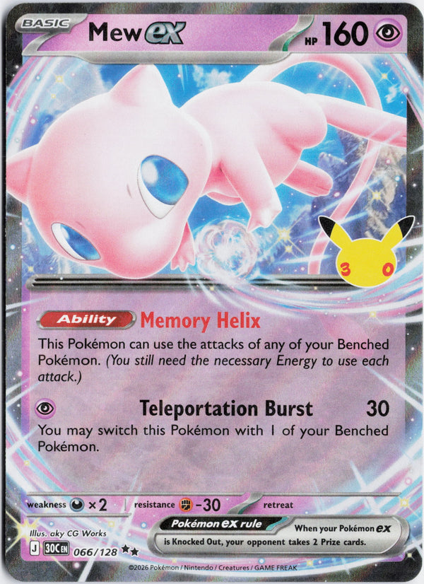Carta Pokémon Mew ex · 30th Celebration #066/128 (NM) — pieza única en Moon's Collectibles México