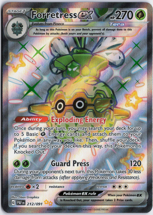 Carta Pokémon Forretress ex · Paldean Fates #212/091 (NM) — pieza única en Moon's Collectibles México