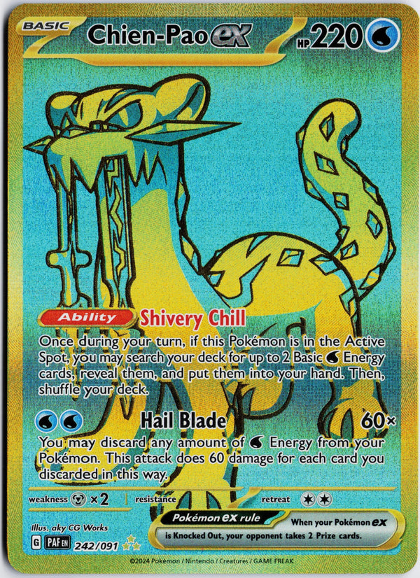 Carta Pokémon Chien-Pao ex · Paldean Fates #242/091 (NM) — pieza única en Moon's Collectibles México