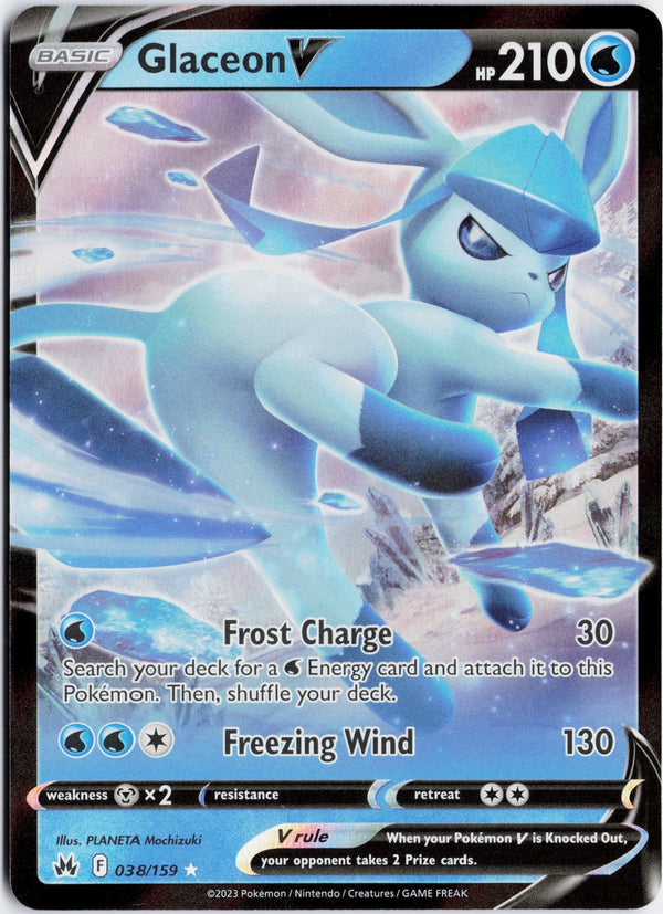 Carta Pokémon Glaceon V · Crown Zenith #038/159 (NM) — pieza única en Moon's Collectibles México