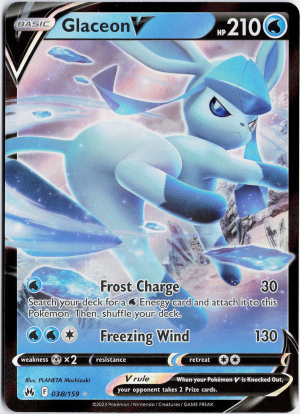 Carta Pokémon Glaceon V · Crown Zenith #038/159 (NM) — pieza única en Moon's Collectibles México