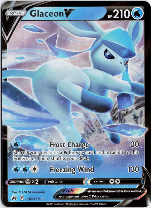 Carta Pokémon Glaceon V · Crown Zenith #038/159 (NM) — pieza única en Moon's Collectibles México