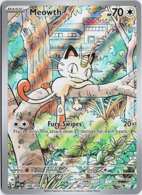 Carta Pokémon Meowth · Phantasmal Flames #106/094 (NM) — pieza única en Moon's Collectibles México