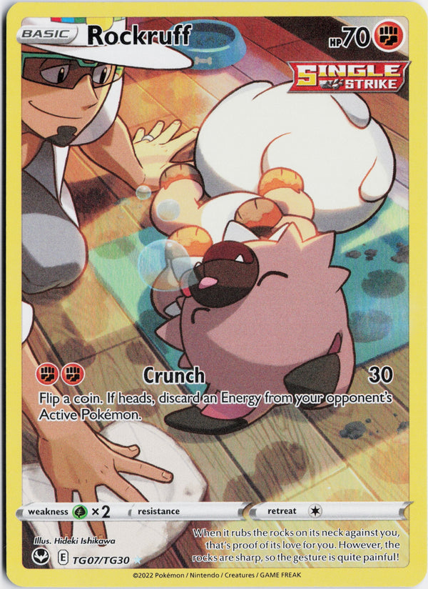 Carta Pokémon Rockruff · Silver Tempest Trainer Gallery #TG07/TG30 (NM) — pieza única en Moon's Collectibles México