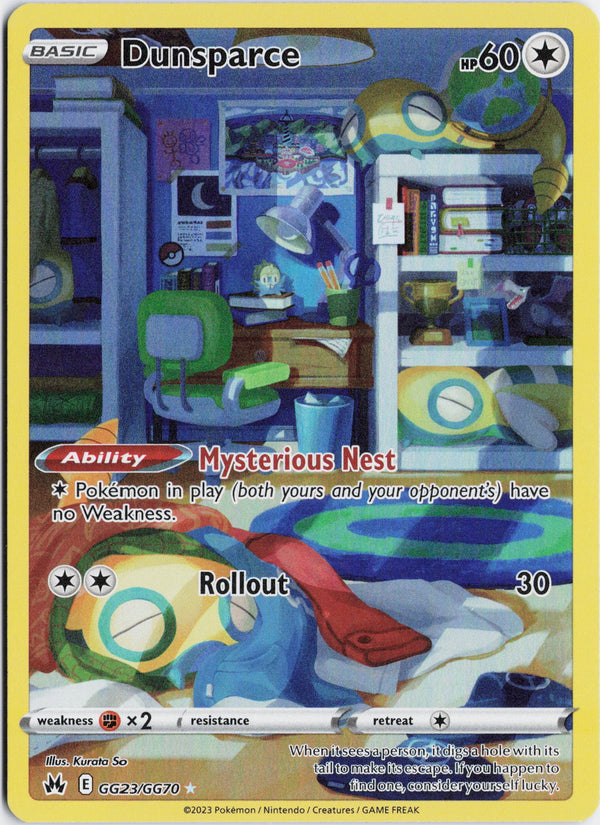 Carta Pokémon Dunsparce · Crown Zenith Galarian Gallery #GG23/GG70 (NM) — pieza única en Moon's Collectibles México