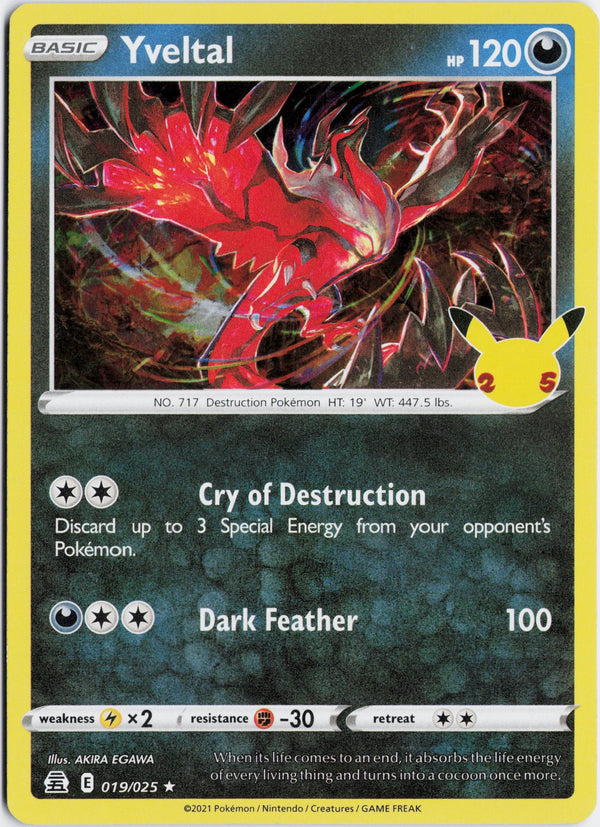 Carta Pokémon Yveltal · Celebrations #19 (NM) — pieza única en Moon's Collectibles México