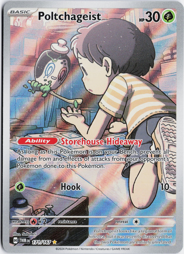 Carta Pokémon Poltchageist · Twilight Masquerade #171/167 (NM) — pieza única en Moon's Collectibles México