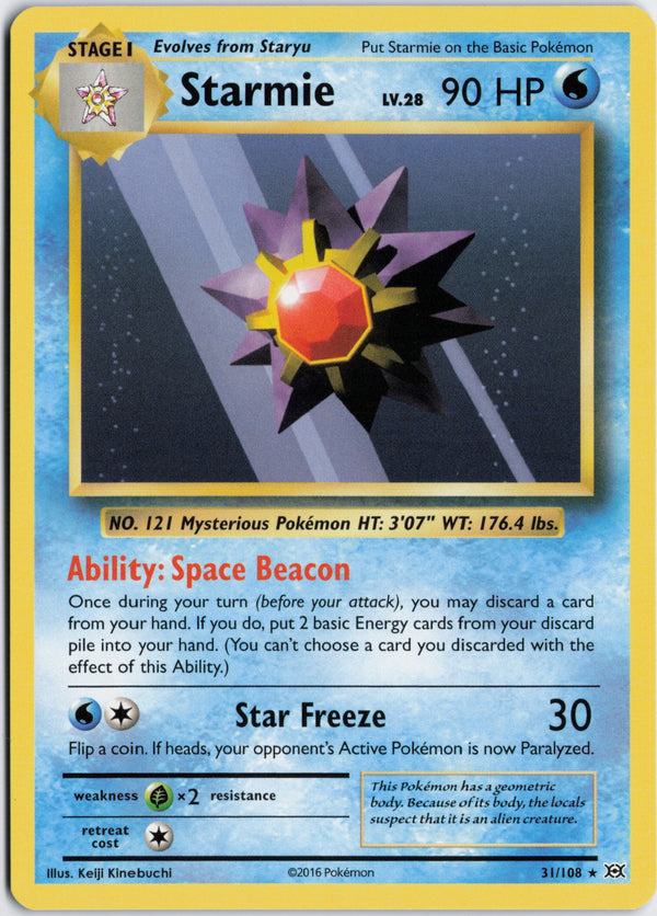 Carta Pokémon Starmie · Evolutions #31/108 (NM) — pieza única en Moon's Collectibles México