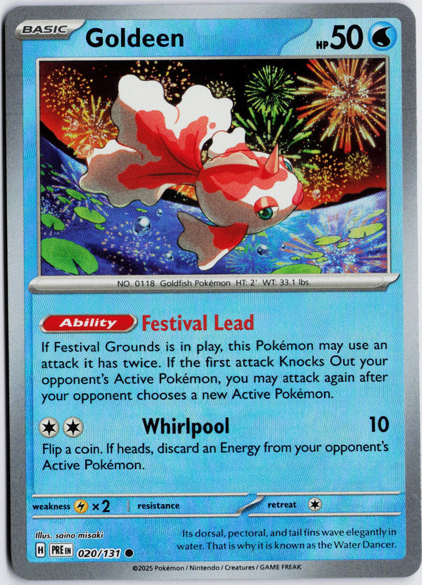 Carta Pokémon Goldeen · Prismatic Evolutions #020/131 (NM) — pieza única en Moon's Collectibles México