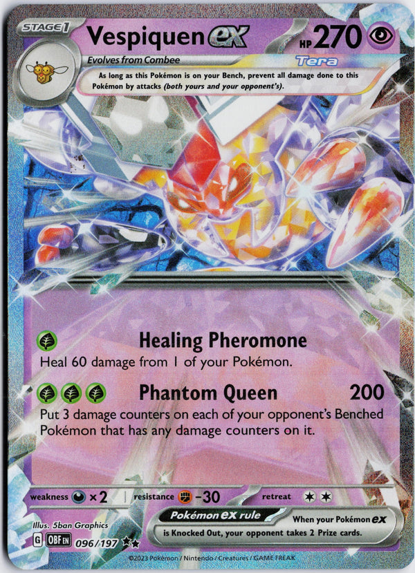 Carta Pokémon Vespiquen ex · Obsidian Flames #096/197 (NM) — pieza única en Moon's Collectibles México