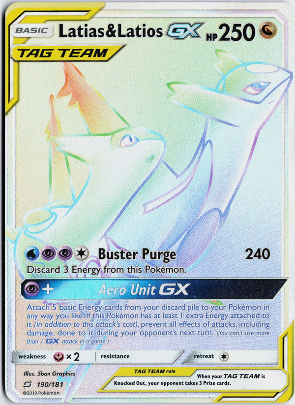 Carta Pokémon Latias & Latios-GX · Team Up #190/181 (NM) — pieza única en Moon's Collectibles México