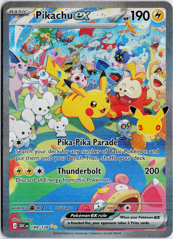 Carta Pokémon Pikachu ex · 30th Celebration #149/128 (NM) — pieza única en Moon's Collectibles México