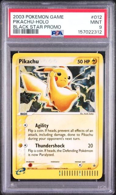 Carta Pokémon Pikachu · Nintendo Black Star Promos #012 (PSA 9) — pieza única en Moon's Collectibles México