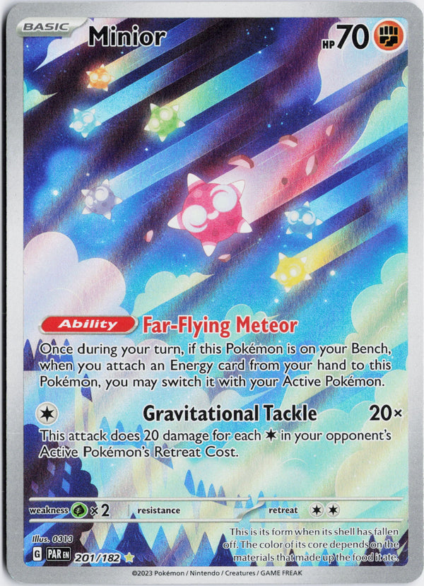 Carta Pokémon Minior · Paradox Rift #201/182 (NM) — pieza única en Moon's Collectibles México