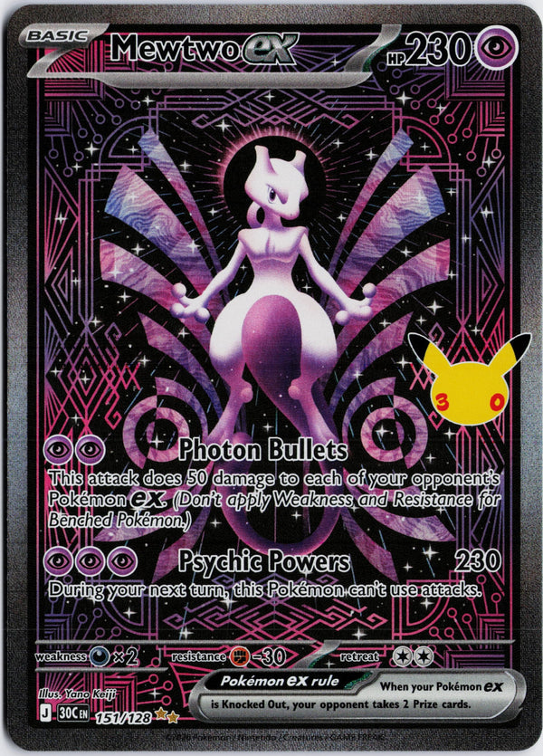 Carta Pokémon Mewtwo Ex · 30 Celebrations #151/128 (NM) — pieza única en Moon's Collectibles México