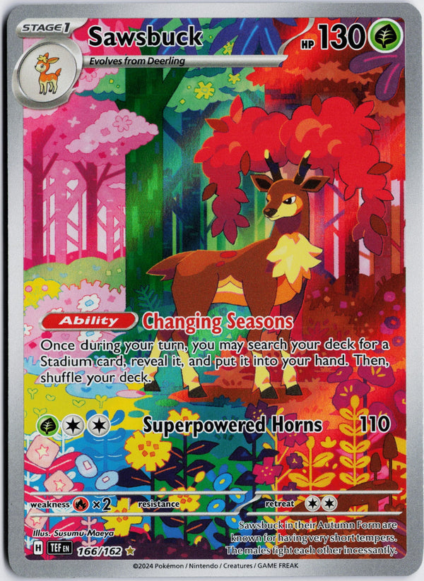 Carta Pokémon Sawsbuck · Temporal Forces #166/162 (NM) — pieza única en Moon's Collectibles México