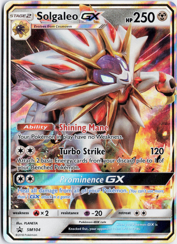 Carta Pokémon Solgaleo-GX · SM Black Star Promos #SM104 (NM) — pieza única en Moon's Collectibles México