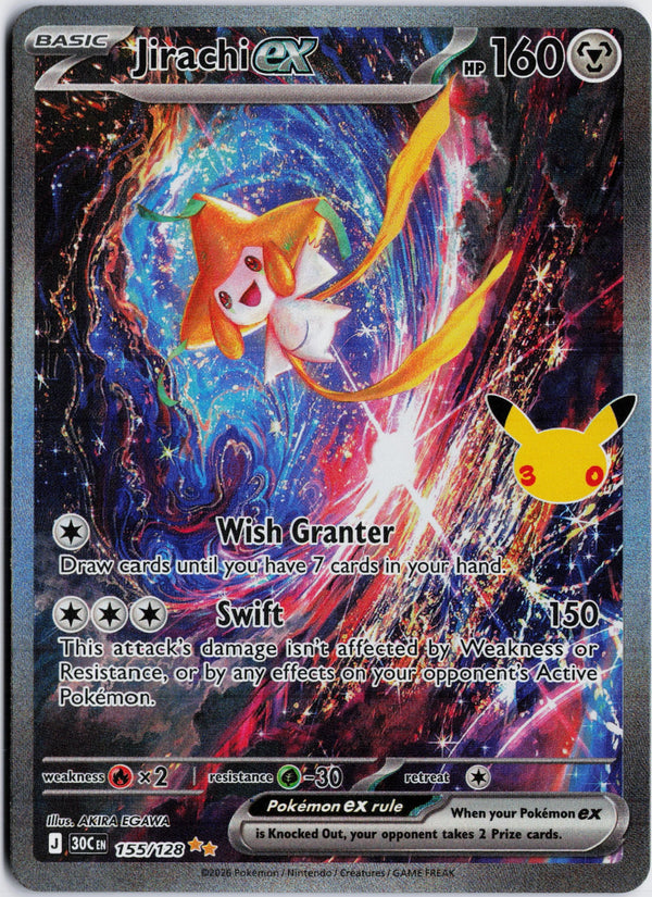 Carta Pokémon Jirachi ex · 30th Celebration #155/128 (NM) — pieza única en Moon's Collectibles México