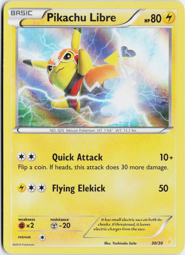 Carta Pokémon Pikachu Libre · XY Trainer Kit Pikachu Libre #30/30 (LP) — pieza única en Moon's Collectibles México