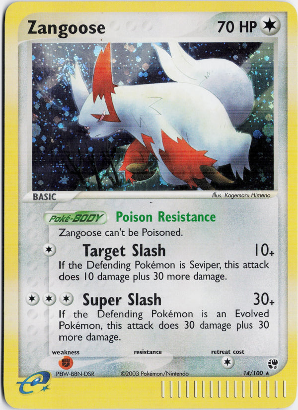 Carta Pokémon Zangoose · Sandstorm #14/100 (NM) — pieza única en Moon's Collectibles México