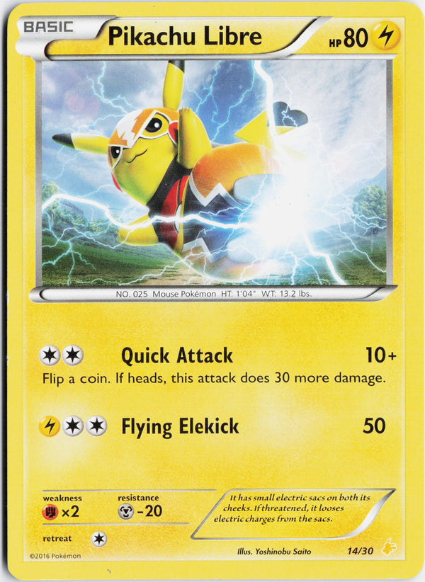 Carta Pokémon Pikachu Libre · XY Trainer Kit Pikachu Libre #14/30 (LP) — pieza única en Moon's Collectibles México