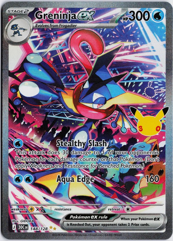 Carta Pokémon Greninja ex · 30th Celebration #148/128 (NM) — pieza única en Moon's Collectibles México