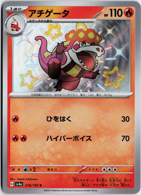 Carta Pokémon アチゲータ · シャイニートレジャーex #216/190 (NM) — pieza única en Moon's Collectibles México