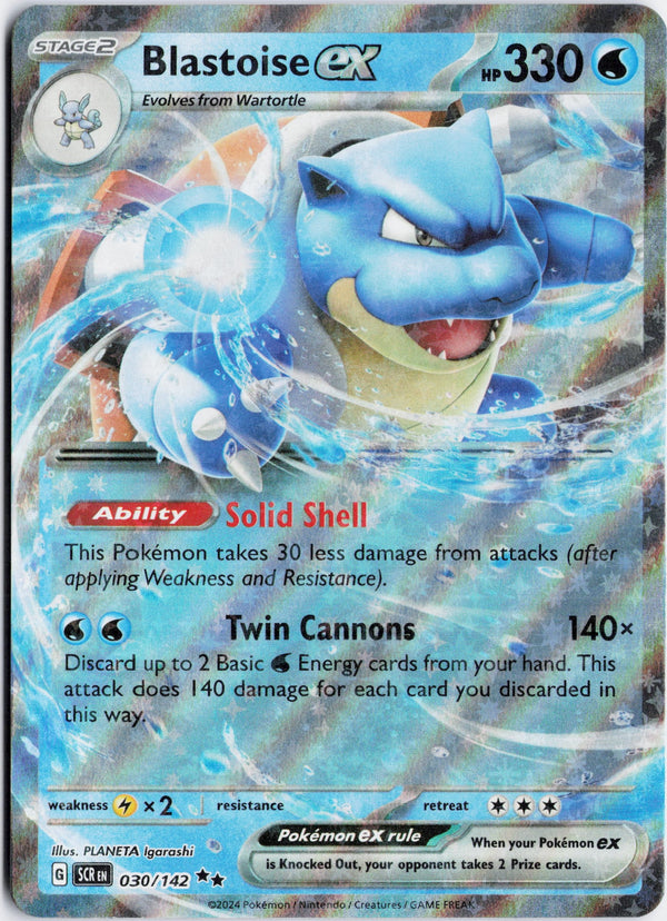 Carta Pokémon Blastoise ex · Stellar Crown #030/142 (NM) — pieza única en Moon's Collectibles México