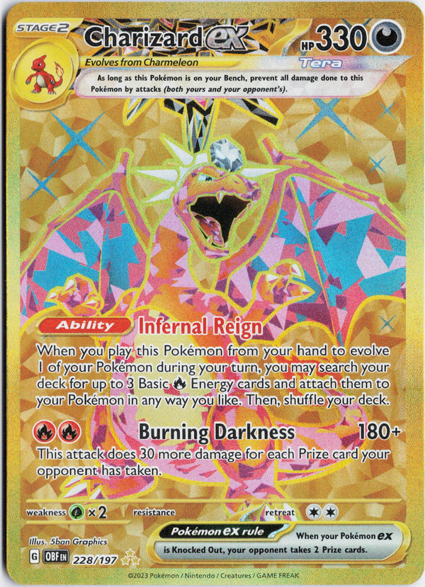 Carta Pokémon Charizard ex · Obsidian Flames #228/197 (LP) — pieza única en Moon's Collectibles México