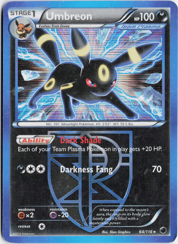Carta Pokémon Umbreon · Plasma Freeze #64/116 (MP) — pieza única en Moon's Collectibles México
