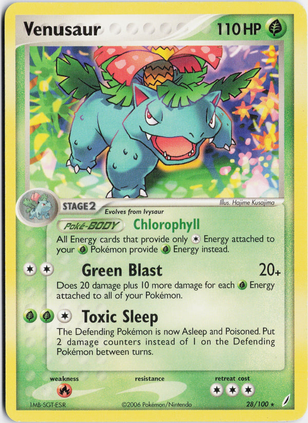 Carta Pokémon Venusaur · Crystal Guardians #28/100 (NM) — pieza única en Moon's Collectibles México