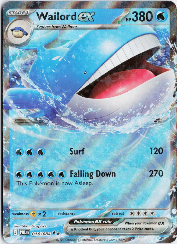 Carta Pokémon Wailord ex · Pitch Black #016/084 (NM) — pieza única en Moon's Collectibles México