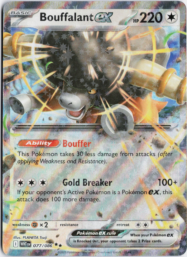 Carta Pokémon Bouffalant ex · White Flare #077/086 (NM) — pieza única en Moon's Collectibles México