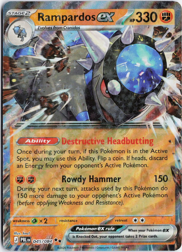 Carta Pokémon Rampardos ex · Pitch Black #045/084 (NM) — pieza única en Moon's Collectibles México