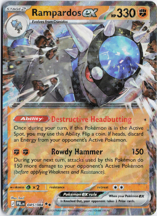 Carta Pokémon Rampardos ex · Pitch Black #045/084 (NM) — pieza única en Moon's Collectibles México
