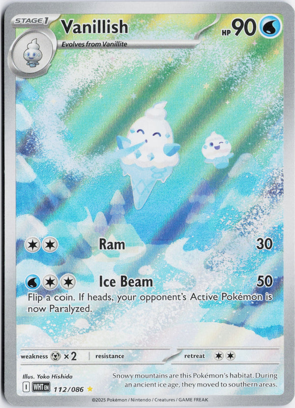 Carta Pokémon Vanillish · White Flare #112/086 (NM) — pieza única en Moon's Collectibles México