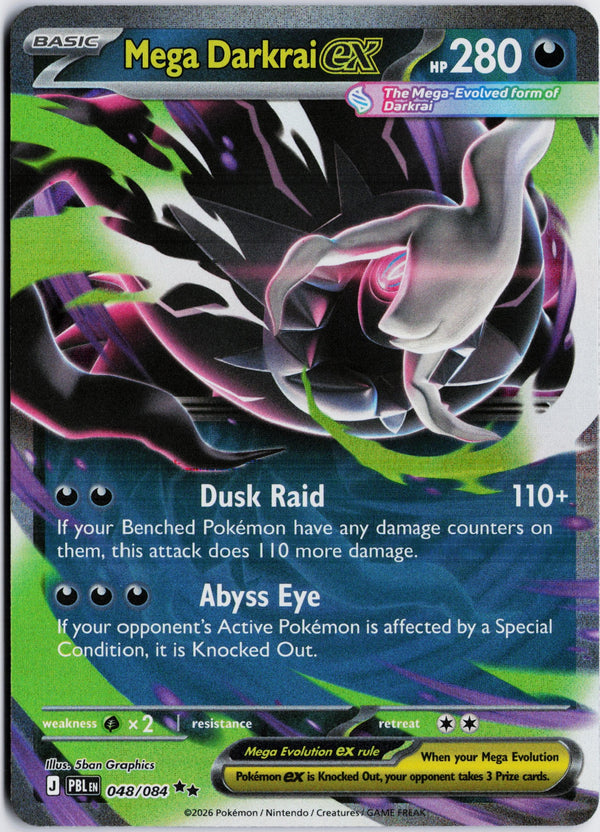 Carta Pokémon Mega Darkrai ex · Pitch Black #048/084 (NM) — pieza única en Moon's Collectibles México