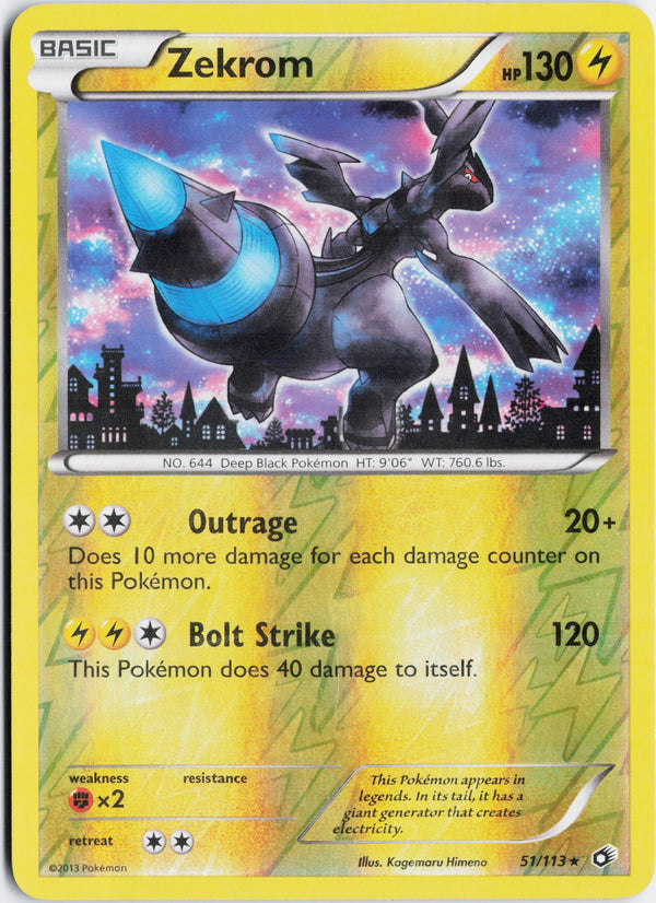 Carta Pokémon Zekrom · Legendary Treasures #51/113 (NM) — pieza única en Moon's Collectibles México