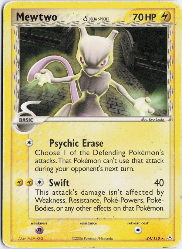 Carta Pokémon Mewtwo δ · Holon Phantoms #24/110 (DMG) — pieza única en Moon's Collectibles México