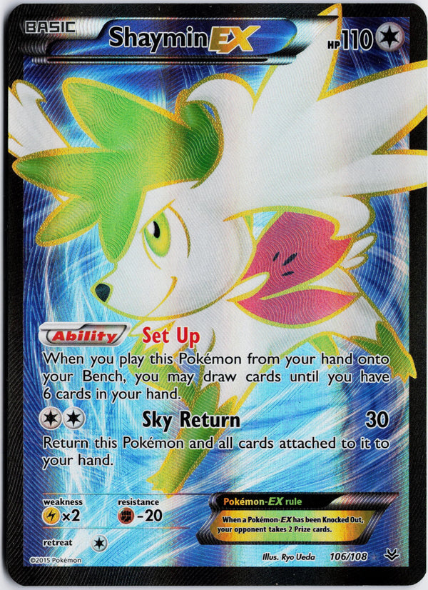 Carta Pokémon Shaymin-EX · Roaring Skies #106/108 (LP) — pieza única en Moon's Collectibles México