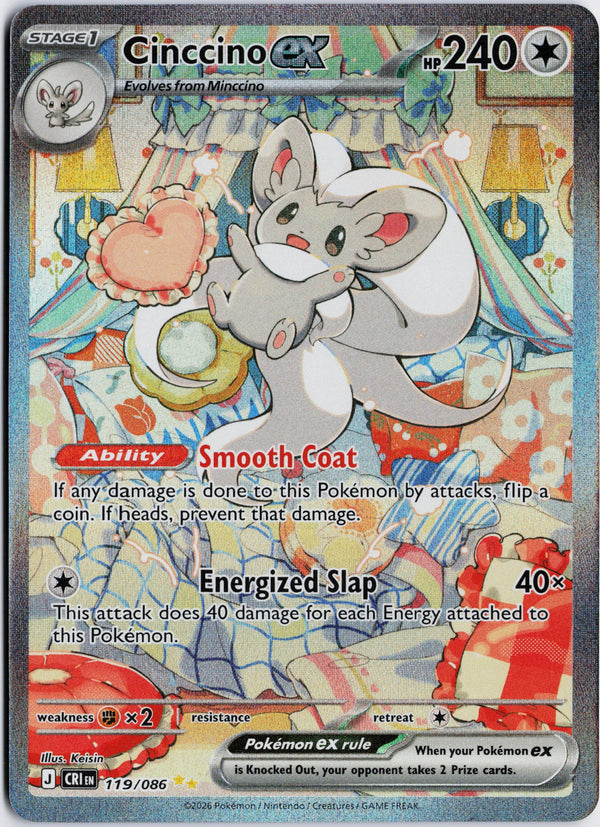 Carta Pokémon Cinccino ex · Chaos Rising #119/086 (NM) — pieza única en Moon's Collectibles México