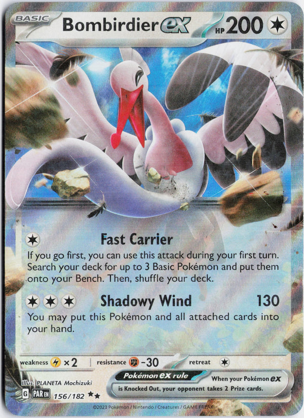 Carta Pokémon Bombirdier ex · Paradox Rift #156/182 (NM) — pieza única en Moon's Collectibles México