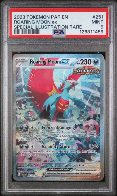 Carta Pokémon Roaring Moon ex · Paradox Rift #251/182 (PSA 9) — pieza única en Moon's Collectibles México