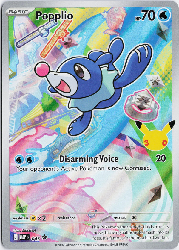 Carta Pokémon Popplio · Mega Evolution Black Star Promos #045 (NM) — pieza única en Moon's Collectibles México