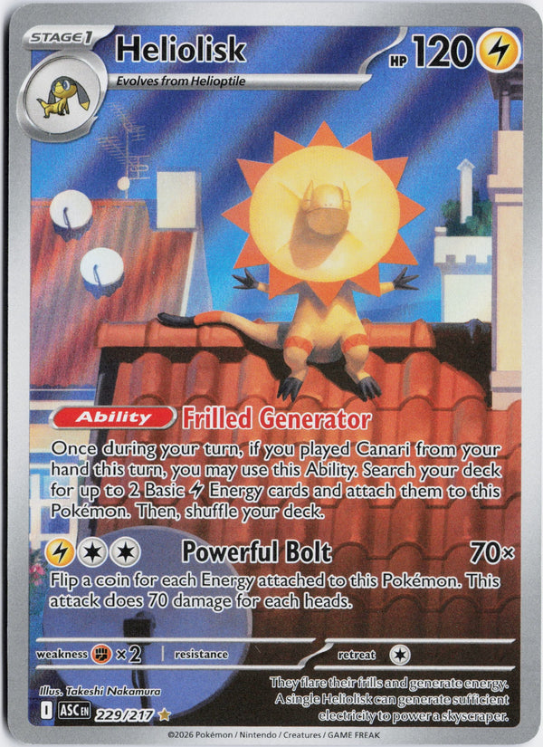 Carta Pokémon Heliolisk · Ascended Heroes #229/217 (NM) — pieza única en Moon's Collectibles México