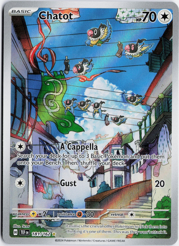 Carta Pokémon Chatot · Temporal Forces #132/162 (NM) — pieza única en Moon's Collectibles México