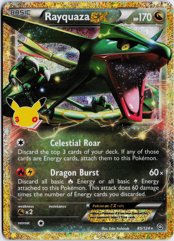 Carta Pokémon Rayquaza-EX · Dragons Exalted #85/124 (NM) — pieza única en Moon's Collectibles México