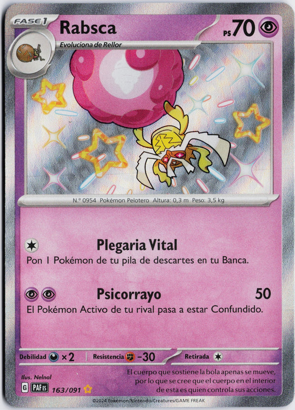 Carta Pokémon Rabsca · Paldean Fates #163/091 (NM) — pieza única en Moon's Collectibles México