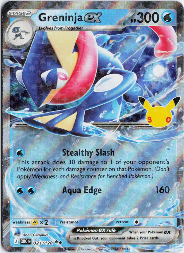 Carta Pokémon Greninja ex · 30th Celebration #021/128 (NM) — pieza única en Moon's Collectibles México